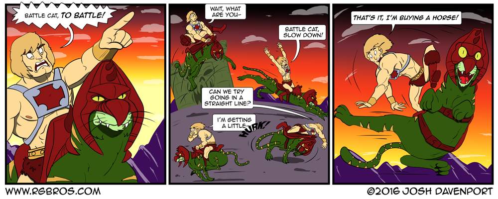 He-Man rides Battle Cat into battle. by Josh Davenport