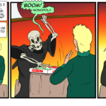 Death plays a game of Monopoly to decide a man's fate. by Josh Davenport