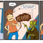 Reggie meets a troll in the public restroom. by Josh Davenport