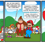 Inkling girl has a sobering revelation regarding bloopers. Mario and Donkey Kong don't understand, Toad is disgusting. by Josh Davenport