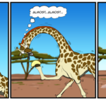 A giraffe attempts to eat a taco. by Josh Davenport