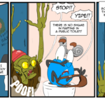 The Toilet Troll tries to make Baxter feel better about farting in public restrooms. by Josh Davenport