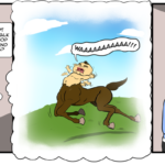 Baxter poses a serious question about baby centaurs. by Josh Davenport