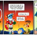 Reggie tries to keep the costume party going. by Josh Davenport