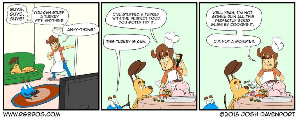 Reggie prepares a turkey dinner. by Josh Davenport