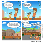 Reggie and Gilbert run afoul of elephants. by Josh Davenport