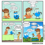 Reggie and Baxter cannot come to a consensus on dinner. by Josh Davenport